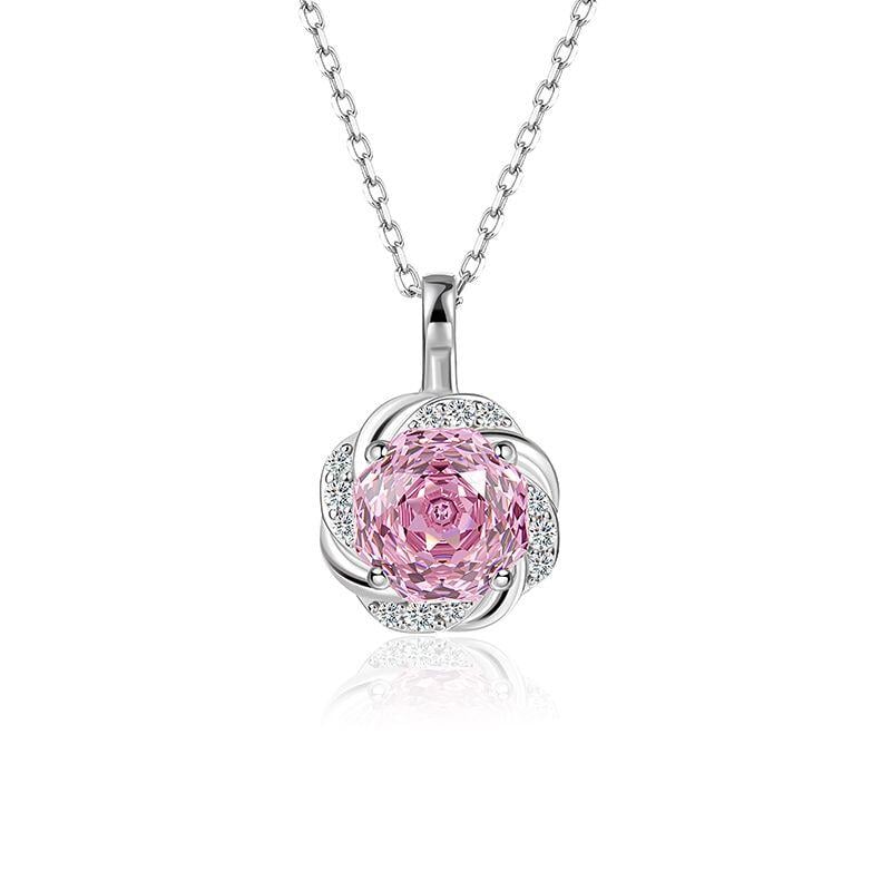 Jeulia Rose Cut Pink Necklace Sterling Silver