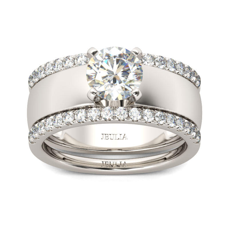 Jeulia Ensemble de Bagues en Argent Sterling Coupe Ronde 3PC