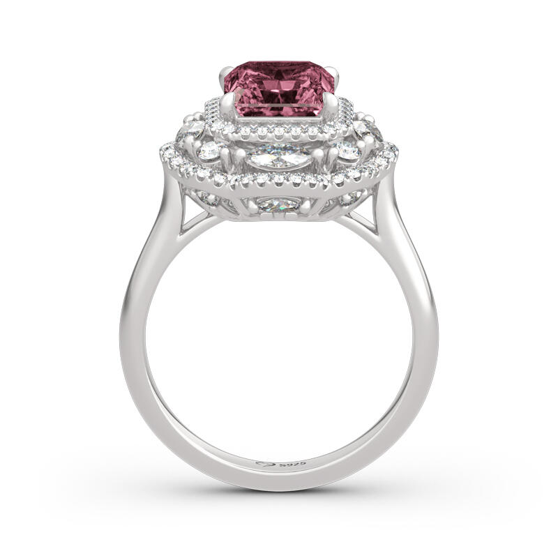 Jeulia Anillo de plata de ley con corte radiante floral