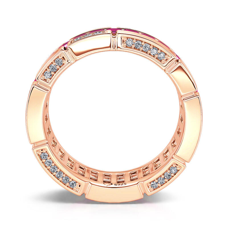 Jeulia "Elegant Eternity" Princess Cut Sterling Silver Women's Band