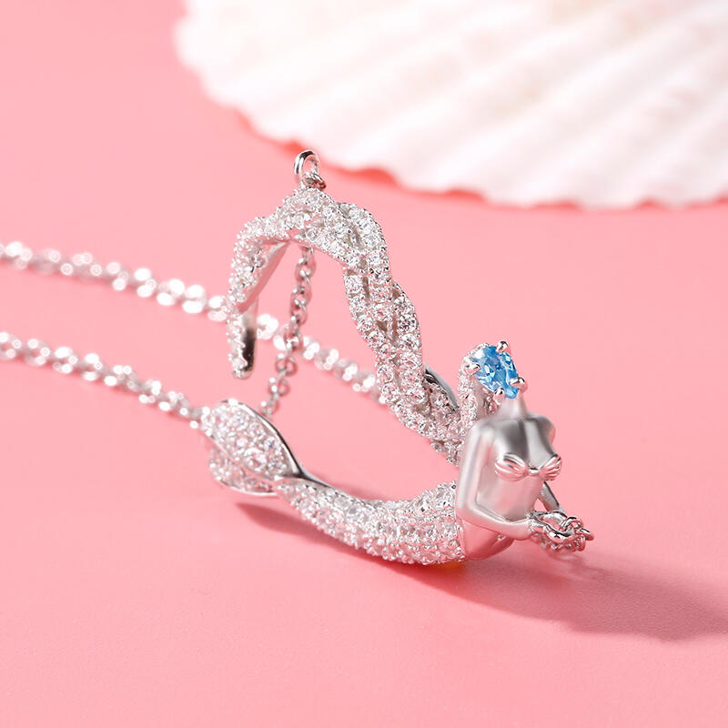 Jeulia "Ocean's Light" Sterling Silver Mermaid Gift Necklace for Valentine's Day