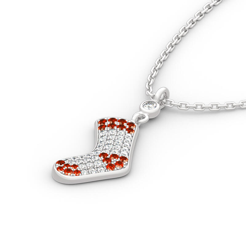 Jeulia "Christmas Stocking" Sterling Silver Necklace