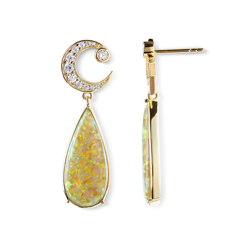 Jeulia Dream Moon and Star Opal Drop Earrings