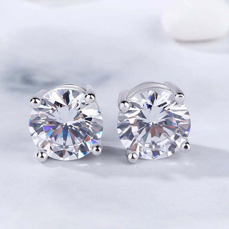 Jeulia Classic Round Cut Sterling Silver Stud Earrings