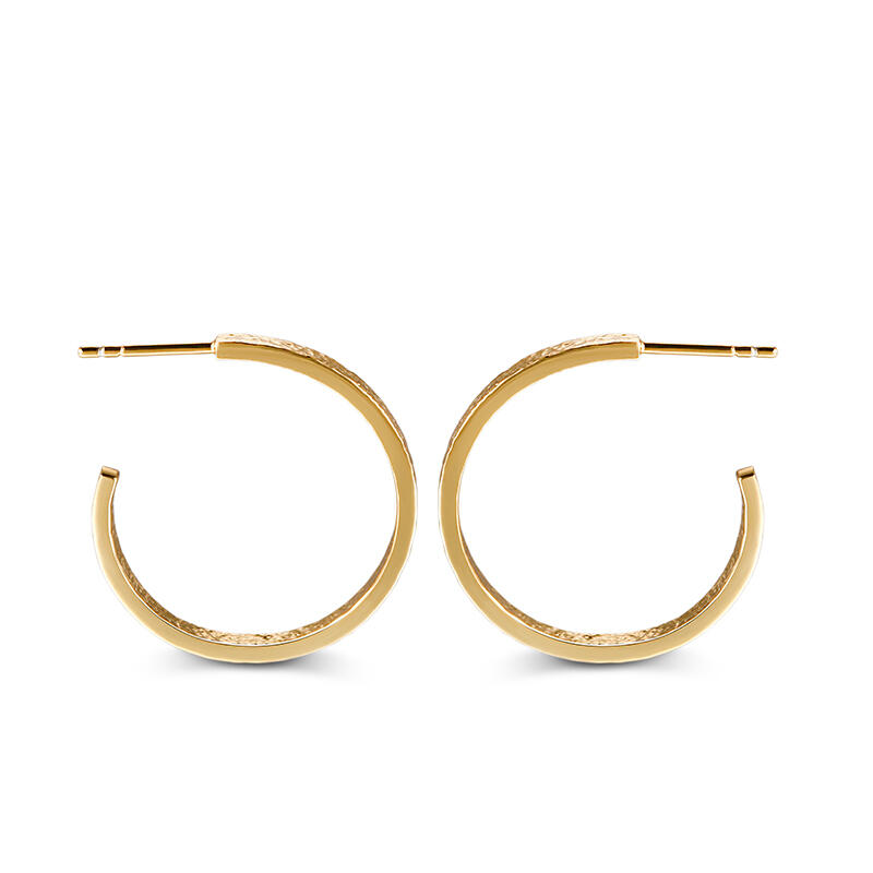 Jeulia Yellow Gold Tone Classic Sterling Silver Hoop Earrings