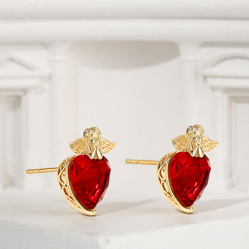 Jeulia "The God of Love" Cupid Heart Cut Sterling Silver Stud Earrings