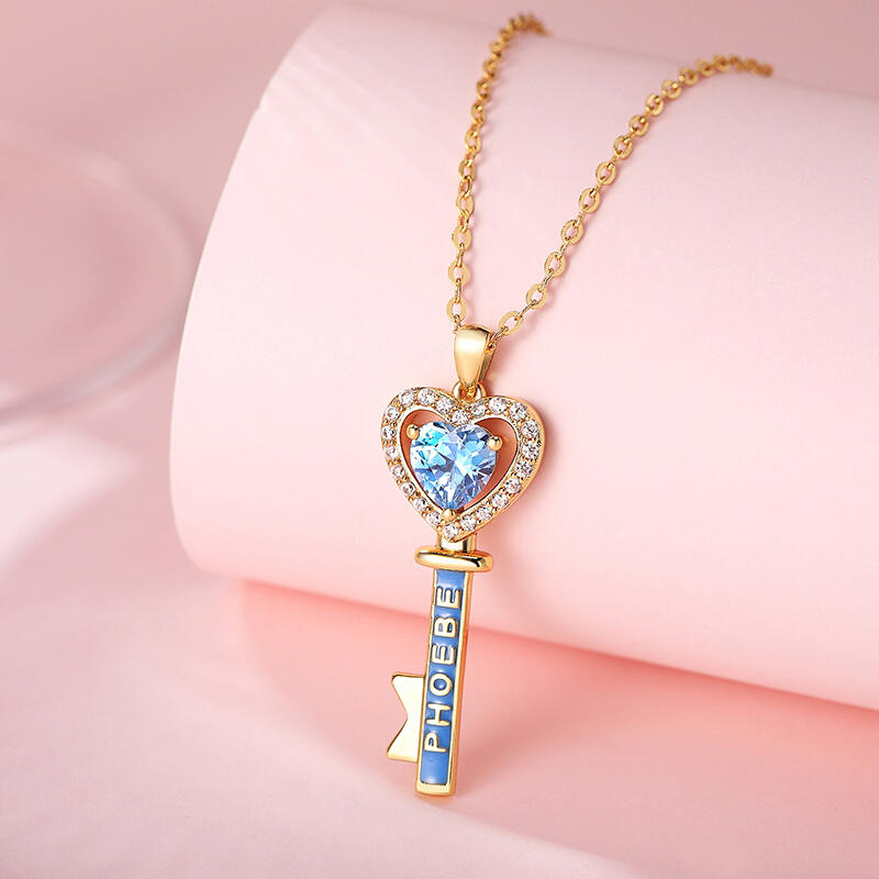 Jeulia "Heart Key" Personalized Sterling Silver Necklace