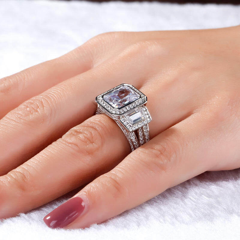 جوليا خاتم بقطع مشع من الفضة الإسترليني بثلاثة أحجار