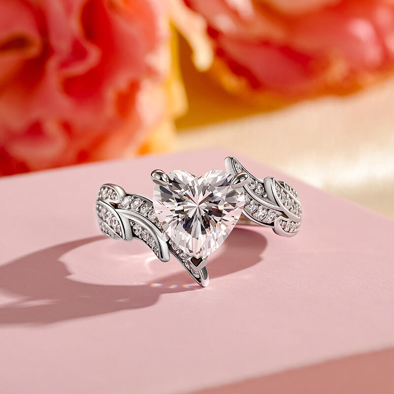 Jeulia Wing Bypass Design Heart Promise Ring