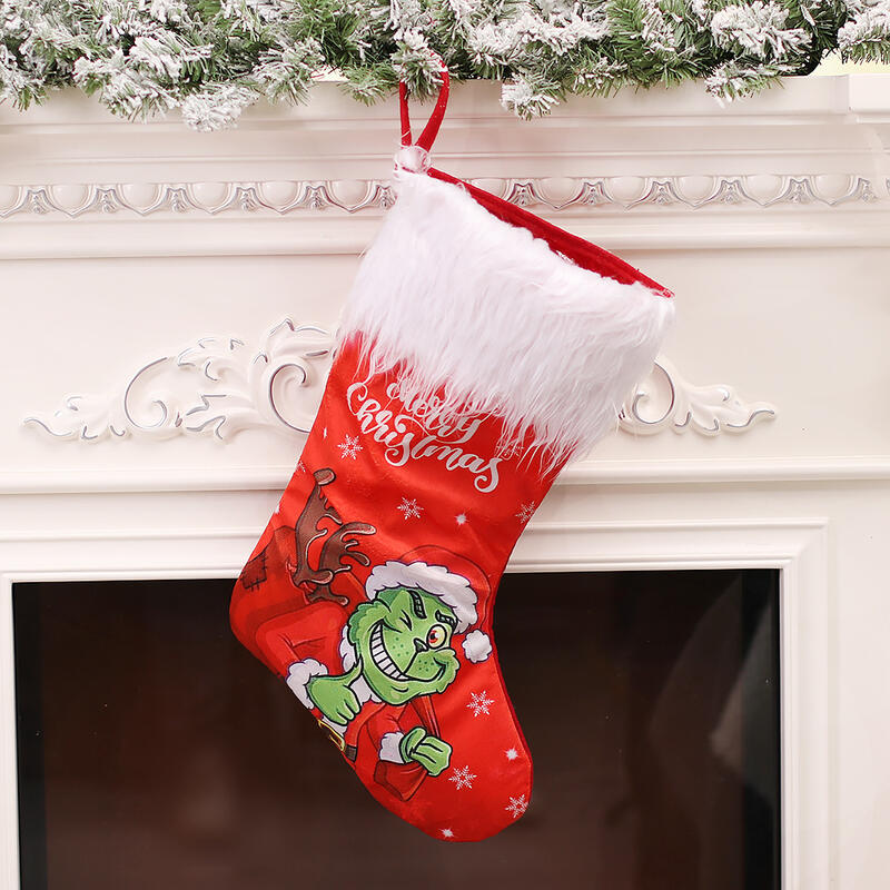 Personalized Green Monster-Patterned Christmas Stockings with Embroidered Names Gifts for Family