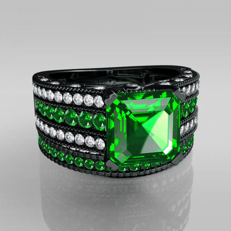 Jeulia Vintage Asscher Cut Sterling Silver Ring Set