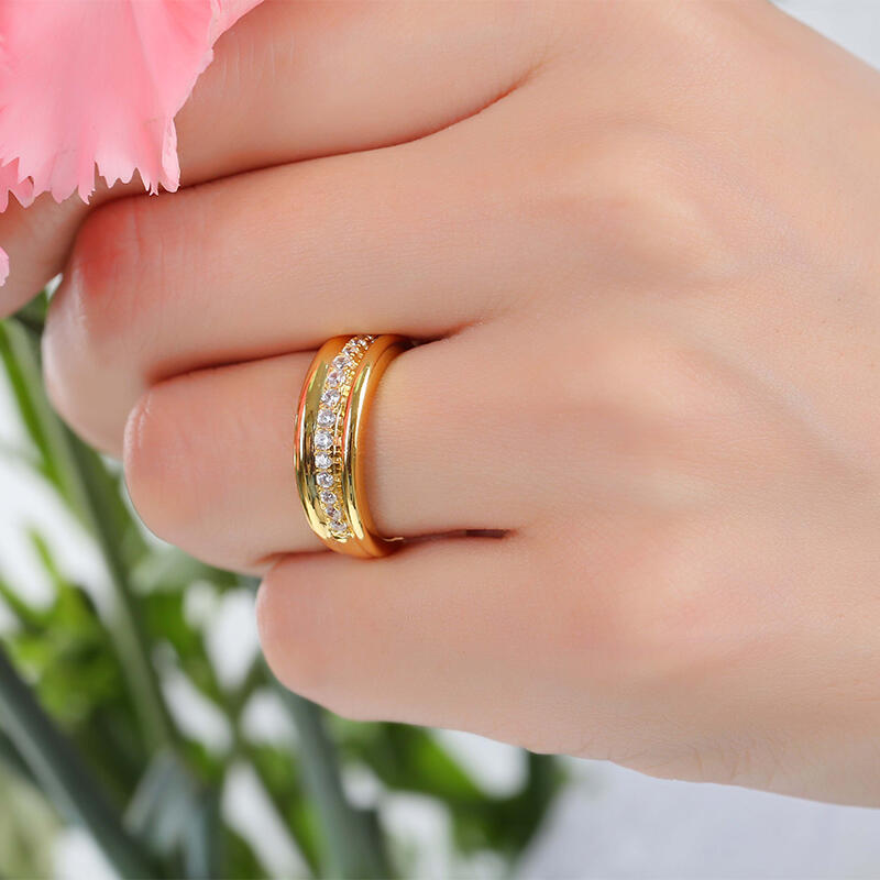 Jeulia Alianza Con Tono Oro Para Hombre De Talla Redonda En Plata De Ley