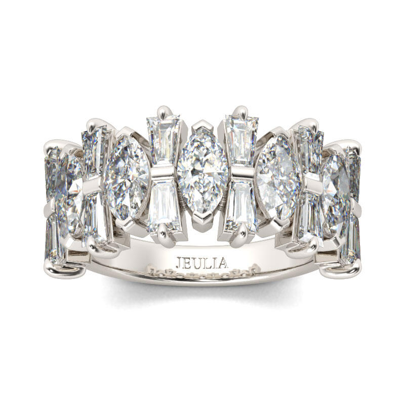 Jeulia Fancy Marquise Cut Sterling Silver Women's Band