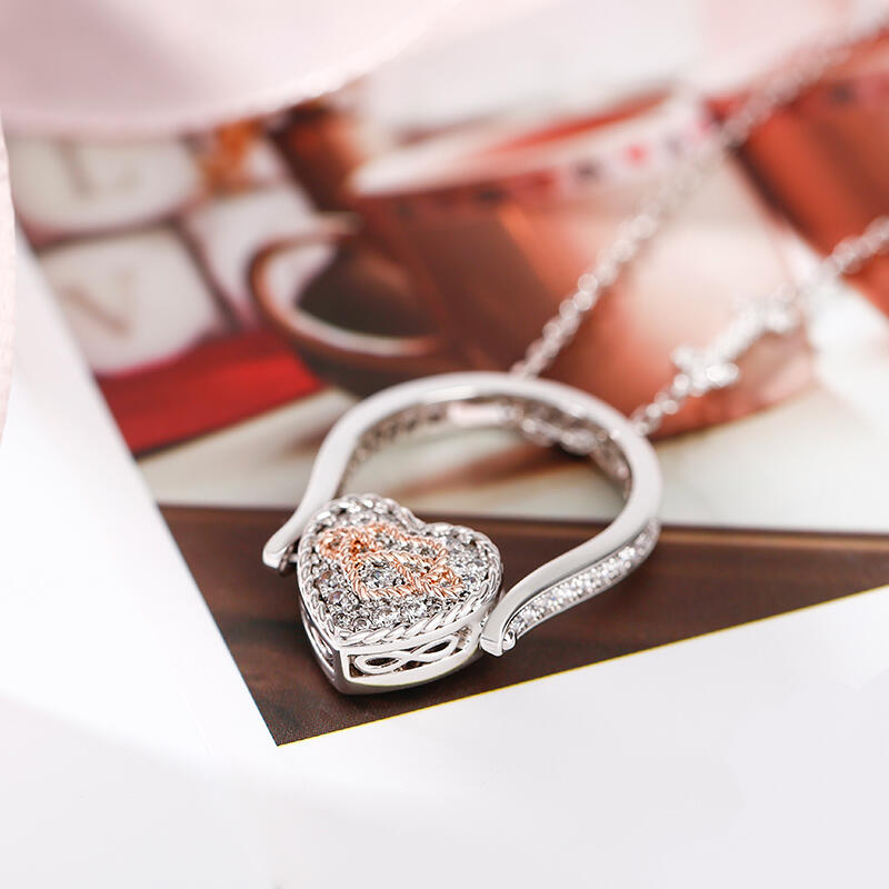 Jeulia "Heart and Infinity" Sterling Silver Personalized Photo Ring (With A Free Chain)