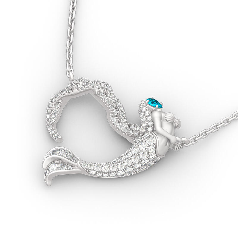 Jeulia "Ocean's Light" Sterling Silver Mermaid Gift Necklace for Valentine's Day