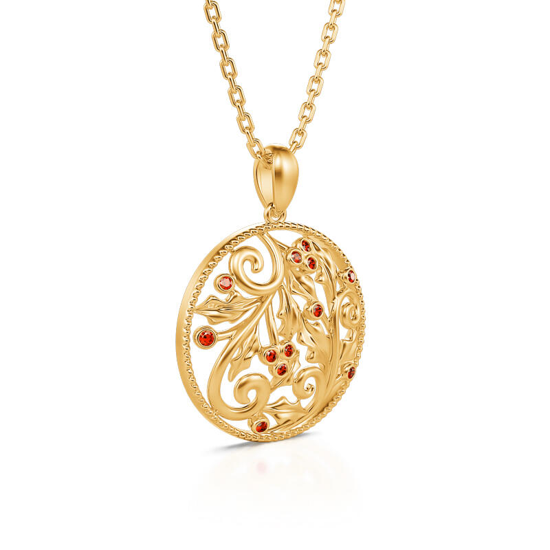 Jeulia Collar con colgante de muérdago de plata de ley en tono dorado