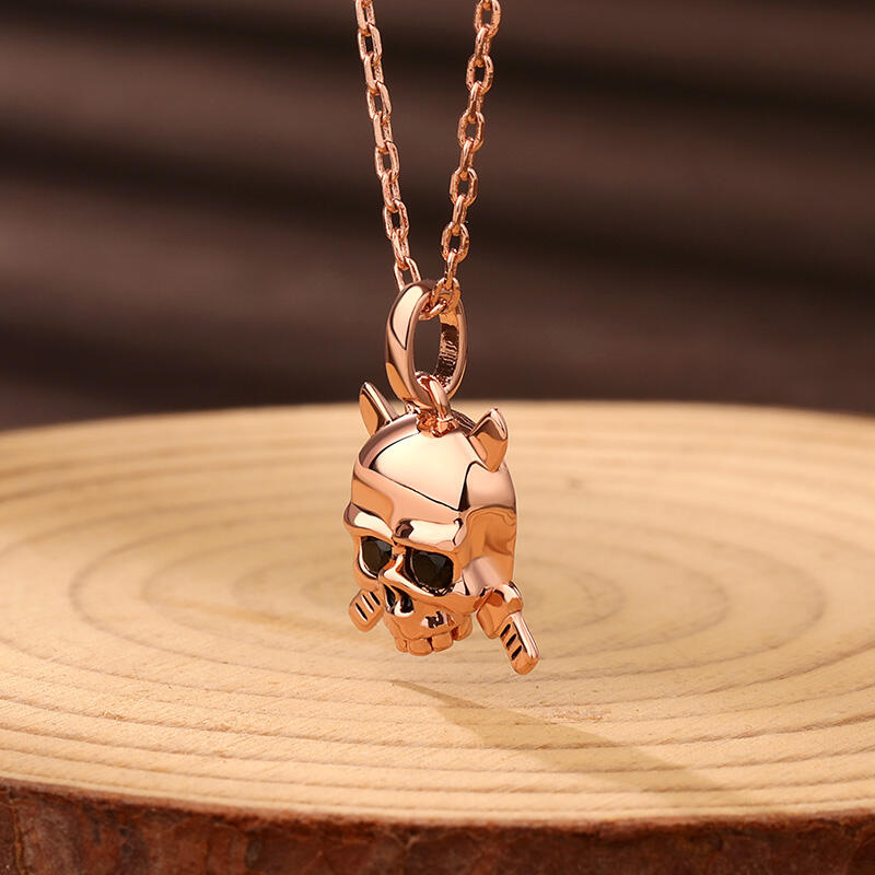 Jeulia "Immortal Spirit" Skull Knight Sterling Silver Necklace