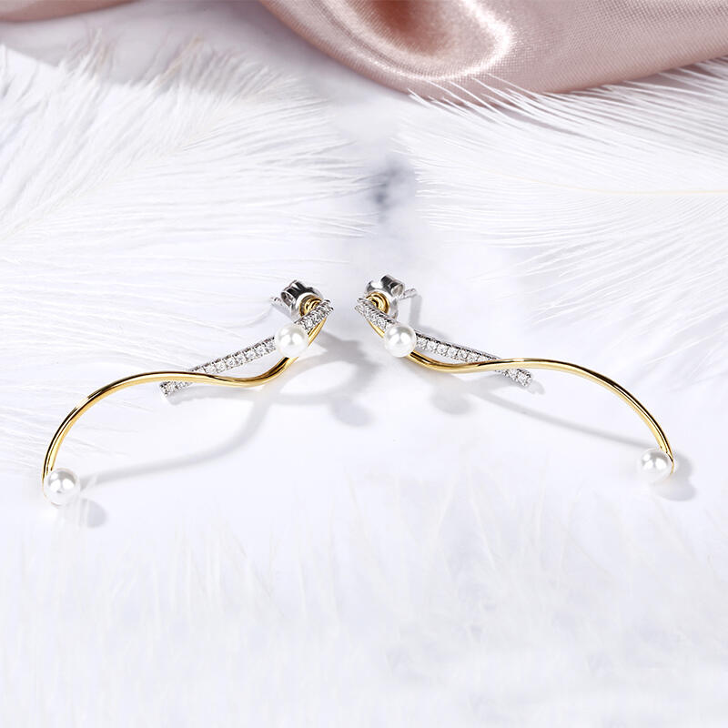 Jeulia Geometry Tassel Cultured Pearl Sterling Silver Earrings