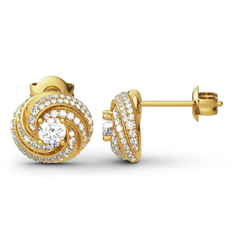 Jeulia Spiral Design Round Cut Sterling Silver Earrings