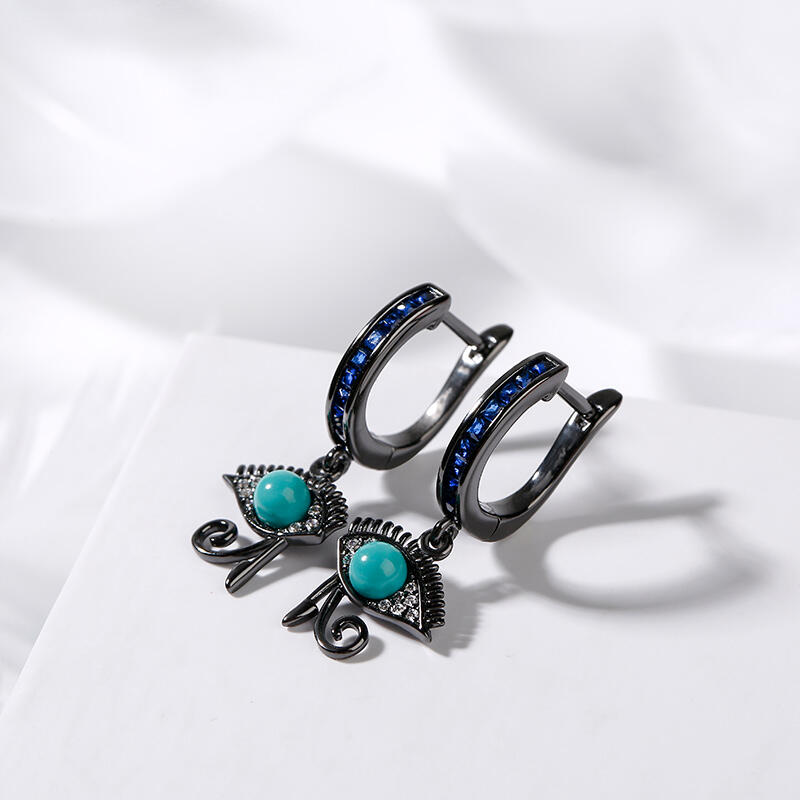 Jeulia Brincos olho de demônio olho azul e design de diamante