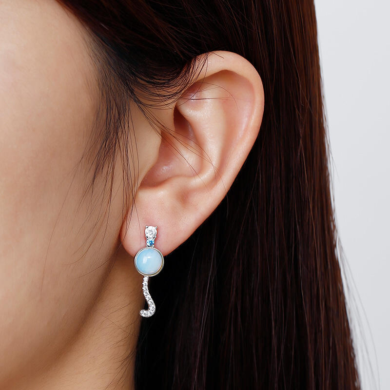 Jeulia 猫 ネコ シルバー ムーンストーン ピアス