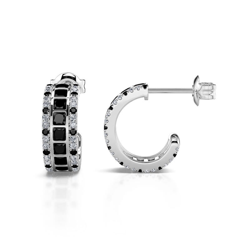 Jeulia Pendientes de aro de plata de ley con corte de princesa