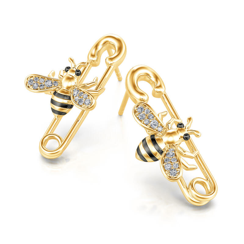 Jeulia Honey Bee Sterling Silver Earrings
