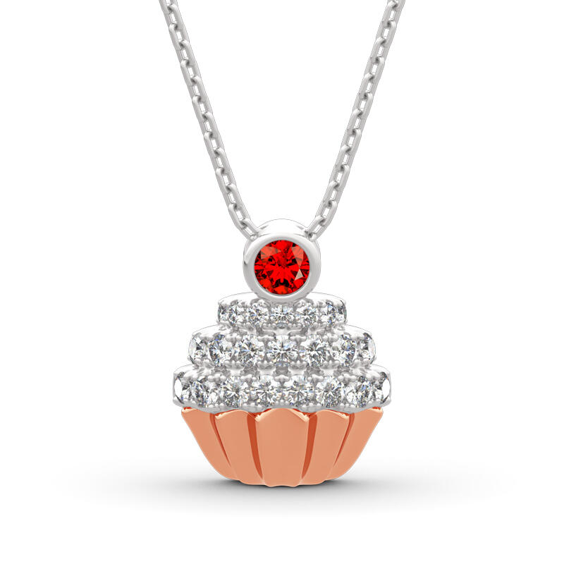 Jeulia "Sweet Secrets" Cupcake Design Sterling Silver Jewelry Set