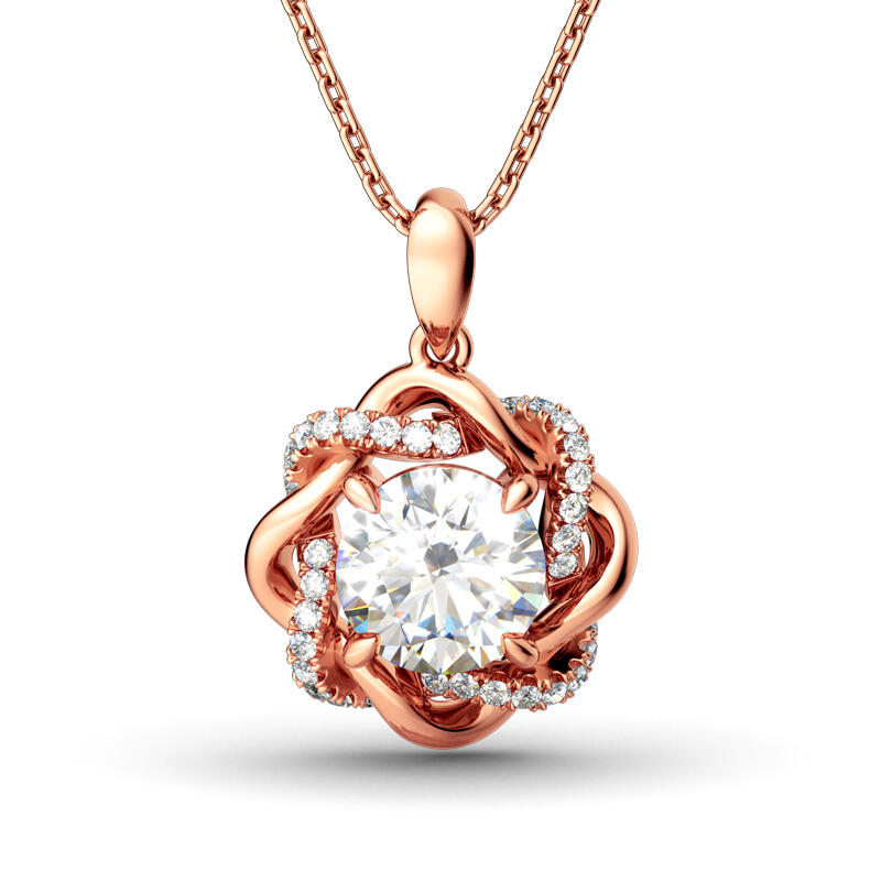 Jeulia Twist Halo Round Cut Sterling Silver Jewelry Set