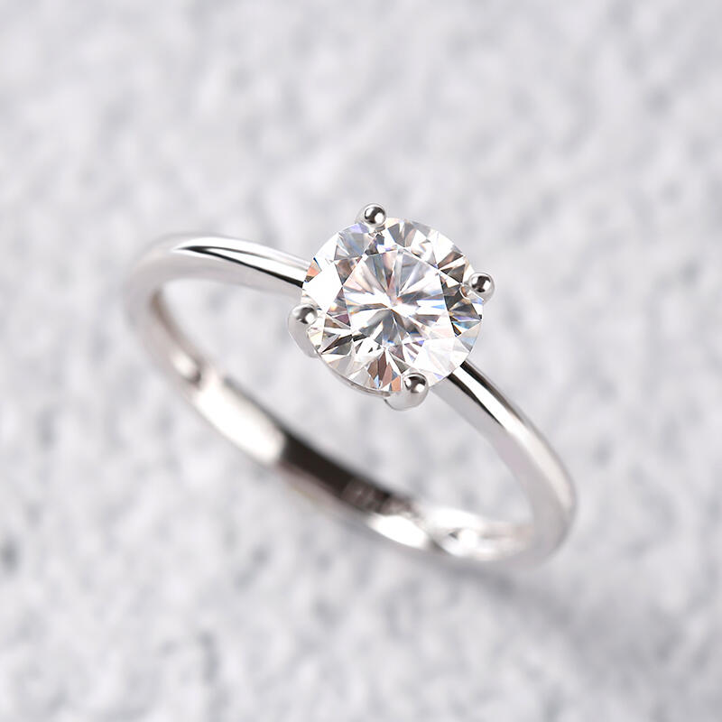 Jeulia Anillo 10K/14K/18K Oro De Talla Redonda Con Solitario En Oro