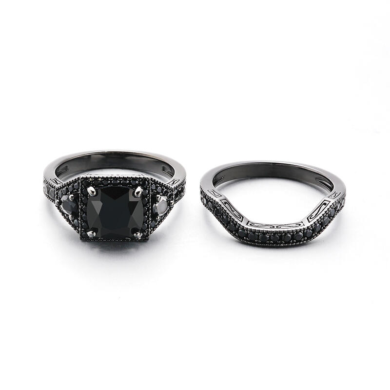 Jeulia Cushion Cut Sterling Silver Ring Set