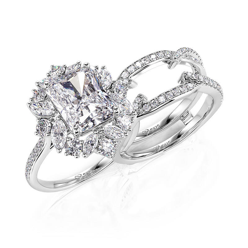 Jeulia Inset Gorgeous Sterling Silver Wedding Ring Set