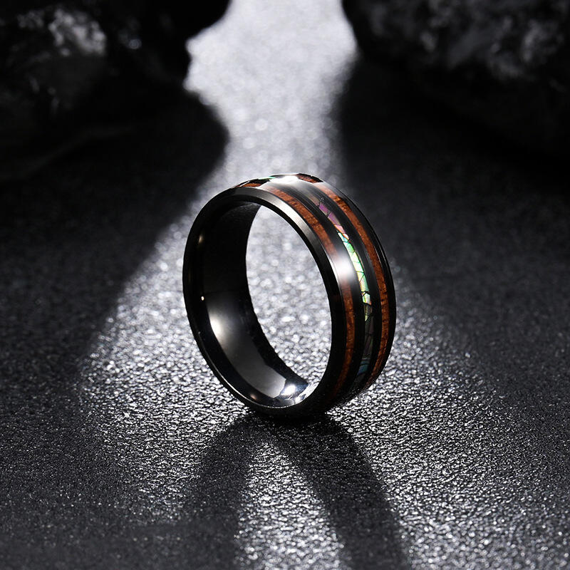 Jeulia Koa Wood Titanium Steel Men's Band