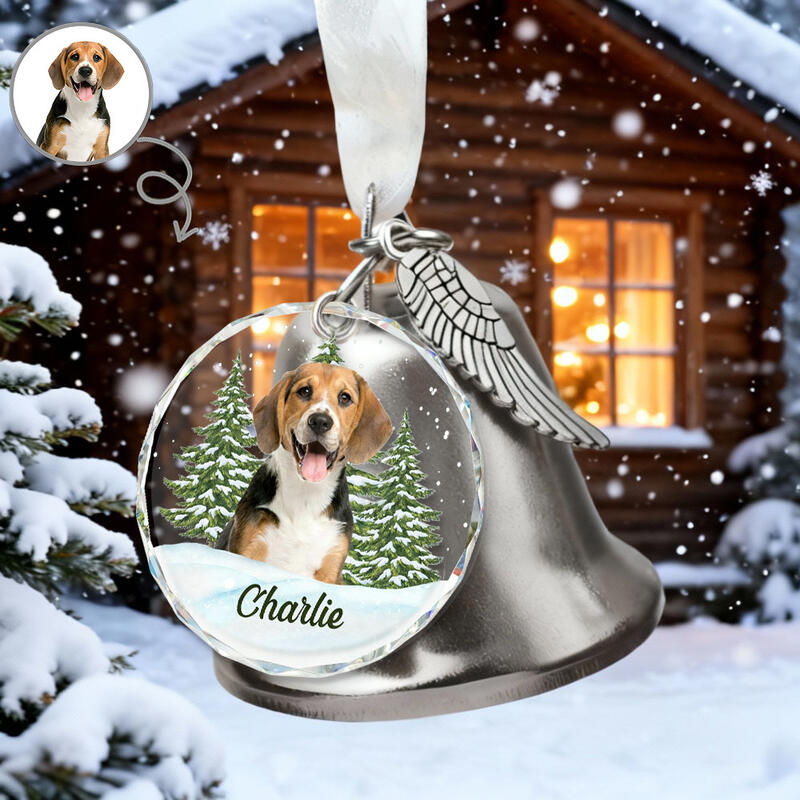 Adorno de campana con imagen personalizada con nombre personalizado, regalo divertido para amantes de las mascotas