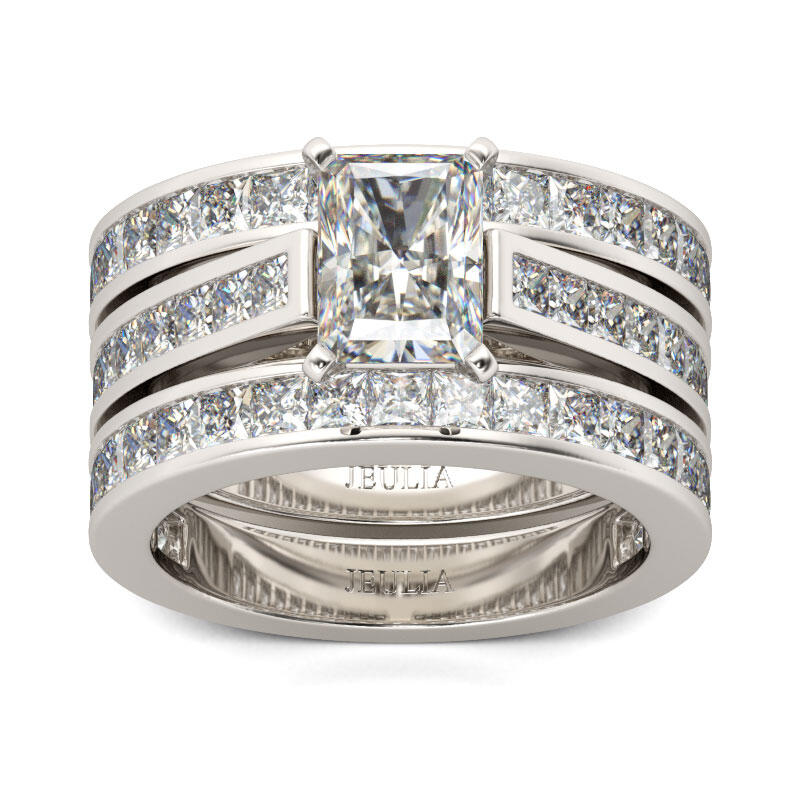 جوليا طقم خواتم قطع مشع من الفضة الإسترليني مجموعة من ثلاث حلقات