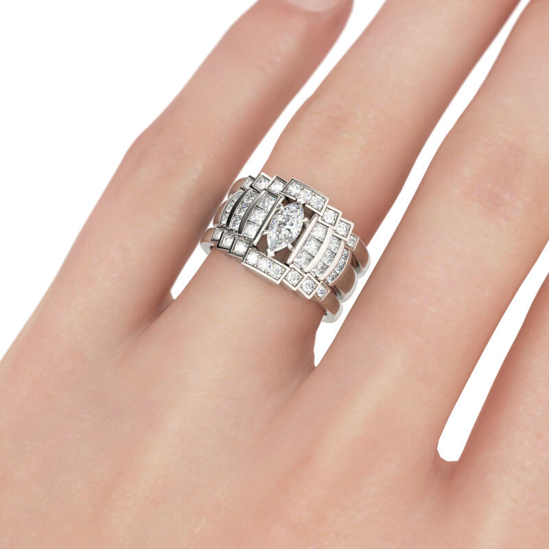 Jeulia 3PC Marquise Cut Sterling Silver Ring Set