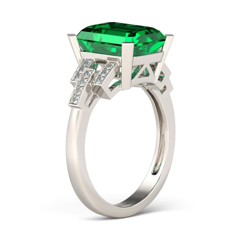 Jeulia Art Deco Emerald Cut Sterling Silver Ring
