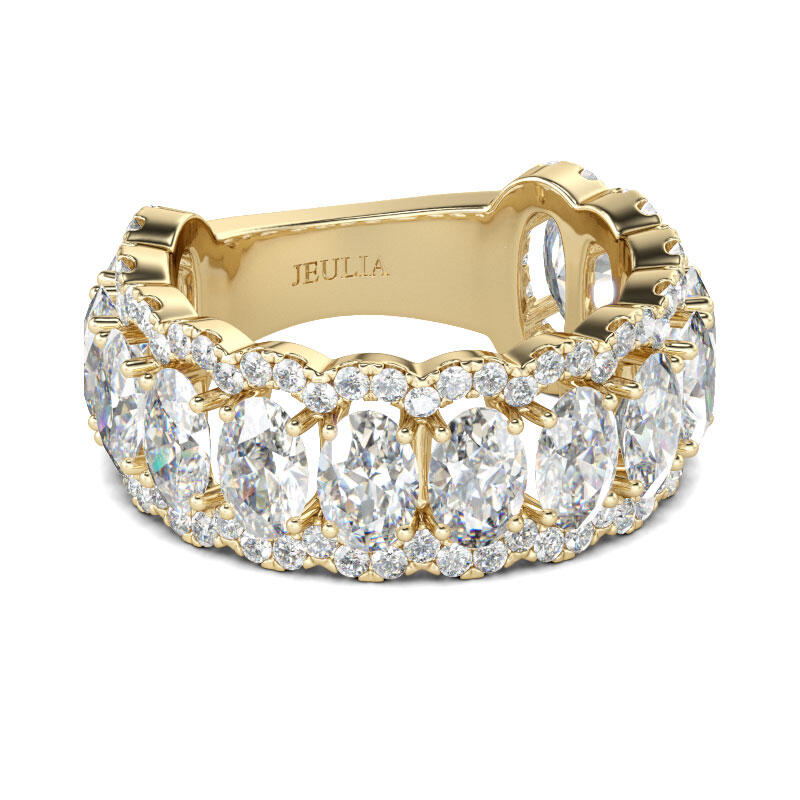 Jeulia Gold Tone Oval Cut Sterling Silver Women's Band