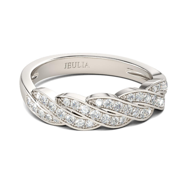 Jeulia Twist Round Cut Sterling Silver Women's Band