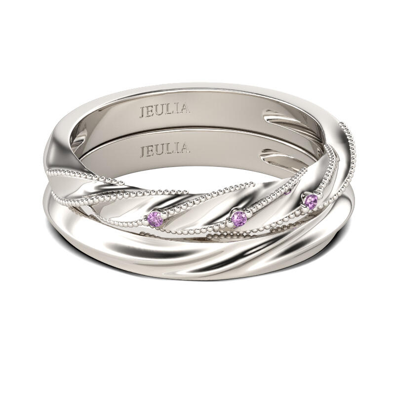 Jeulia Interwoven Round Cut Sterling Silver Women's Band Set