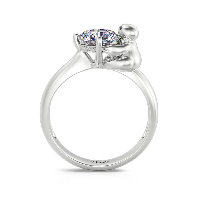 Jeulia Hug Me Anel de robô de prata esterlina com corte redondo