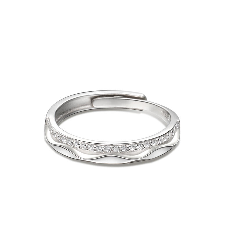 Jeulia Anillo de estilo sencillo de plata de ley de talla ajustable para mujer