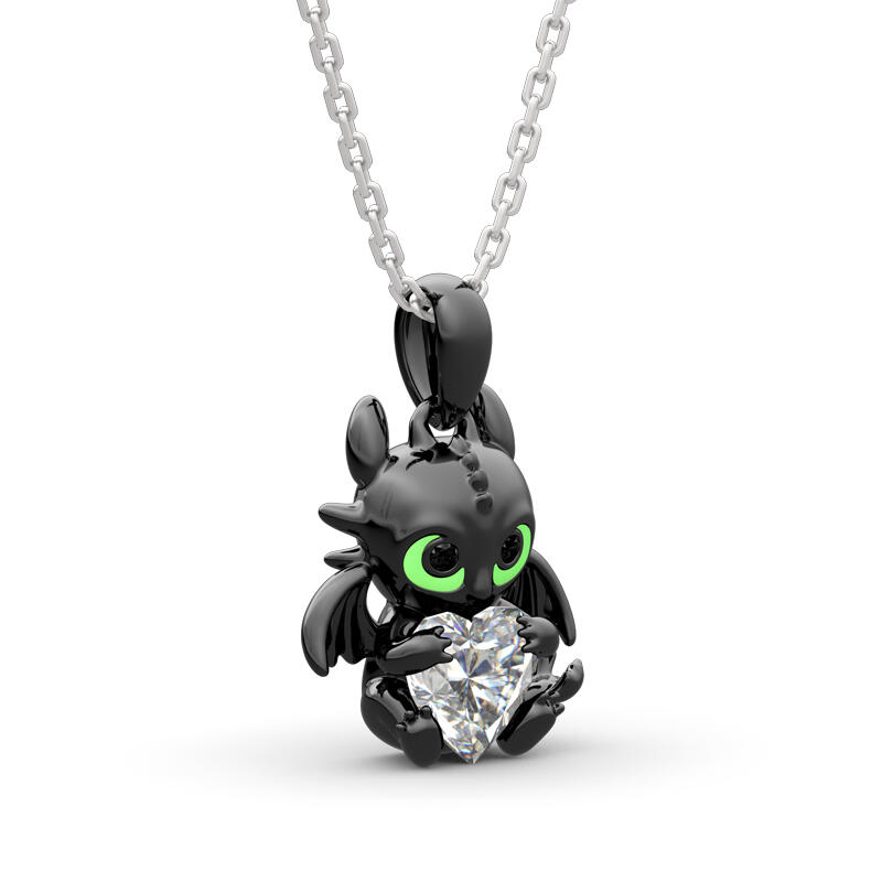 Jeulia Hug Me Collana Con Drago Taglio Cuore Bianco In Argento Sterling