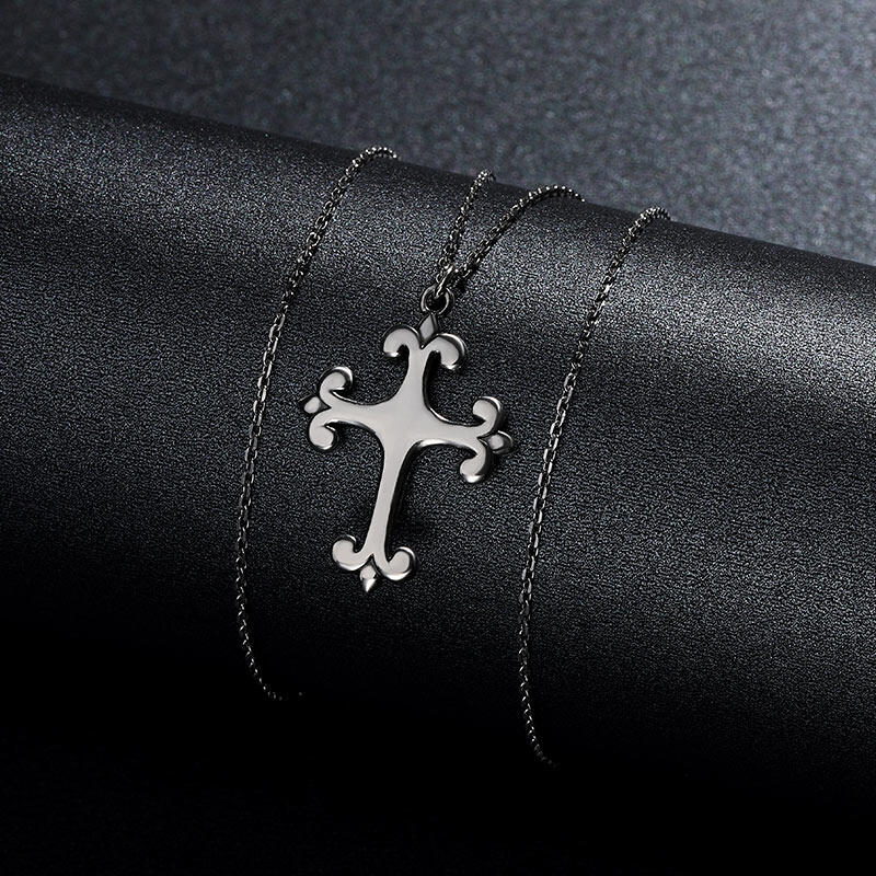 Jeulia Collar en forma de cruz de lirio de plata de ley