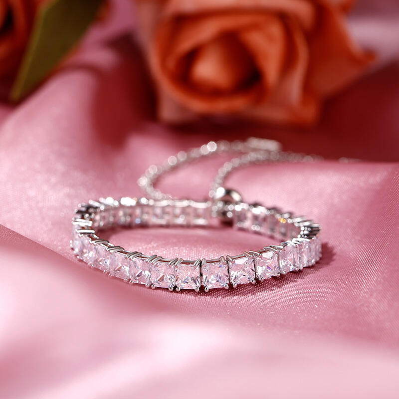 Jeulia klassieke prinses geslepen sterling zilveren Bolo tennisarmband