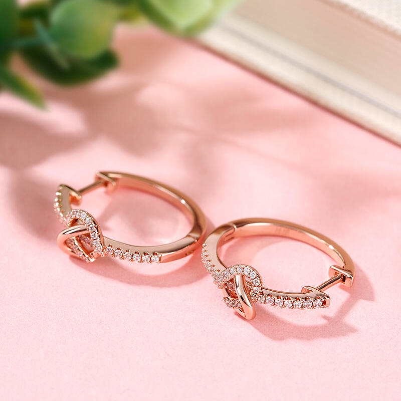 Jeulia "Infinity Heart" Twist Design Round Cut Sterling Silver Earrings