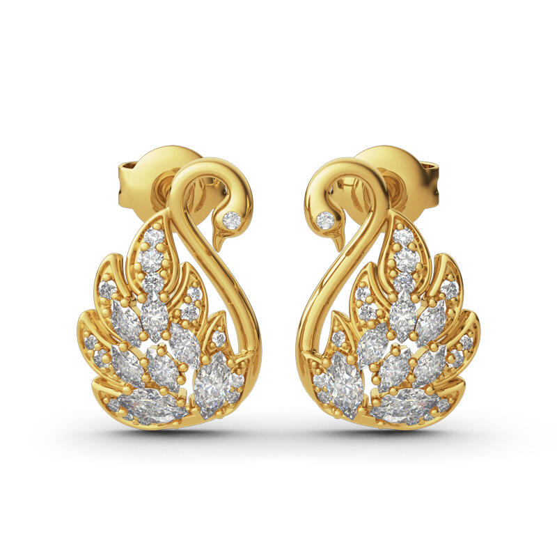 Jeulia Aretes de plata de ley con diseño de cisne