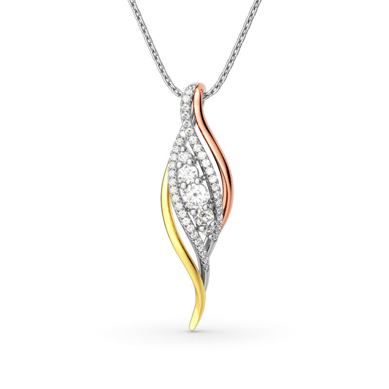 Jeulia Tri-Tone Round Cut Sterling Silver Jewelry Set