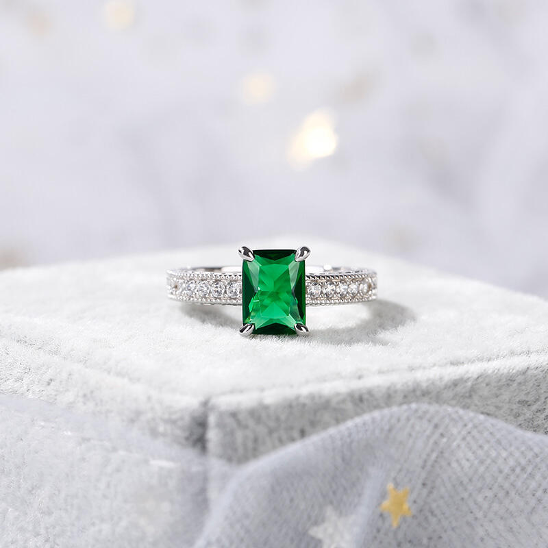 Jeulia Milgrain Radiant Cut Sterling Silver Ring