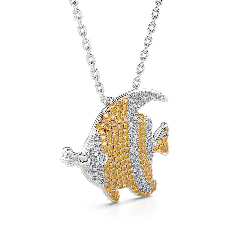 Jeulia "Lively Fish" Sterling Silver Necklace